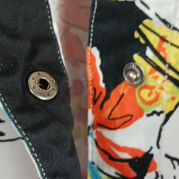 CJ Banks Shirt Jacket Womens 1X Multicolor Floral Watercolor Art to Wear Snap - Picture 3 of 9